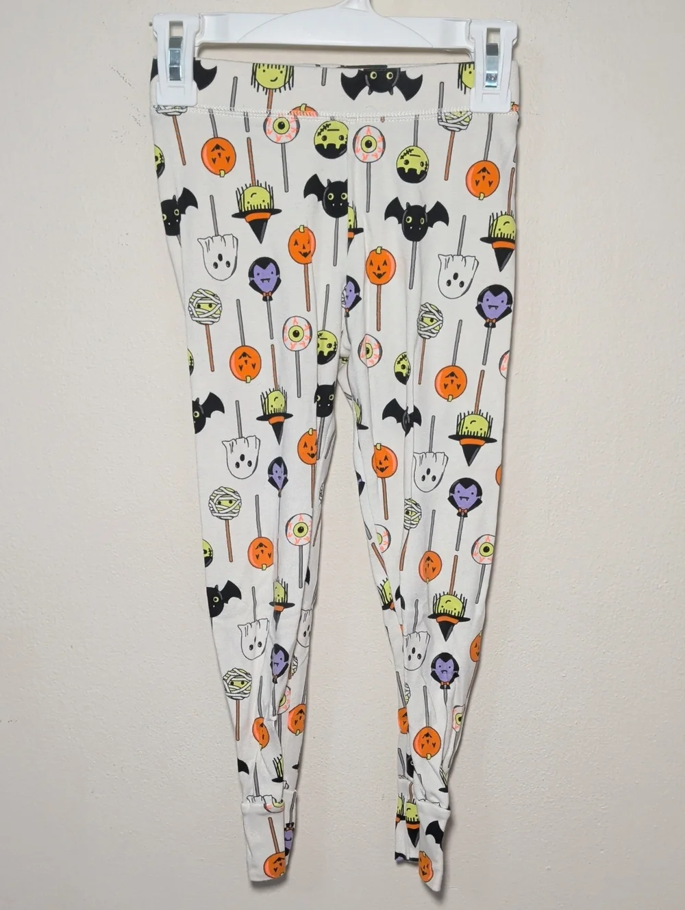 Gap Kids Halloween Cake Pop Pajamas White Black Orange 100% Cotton Unisex Size 6